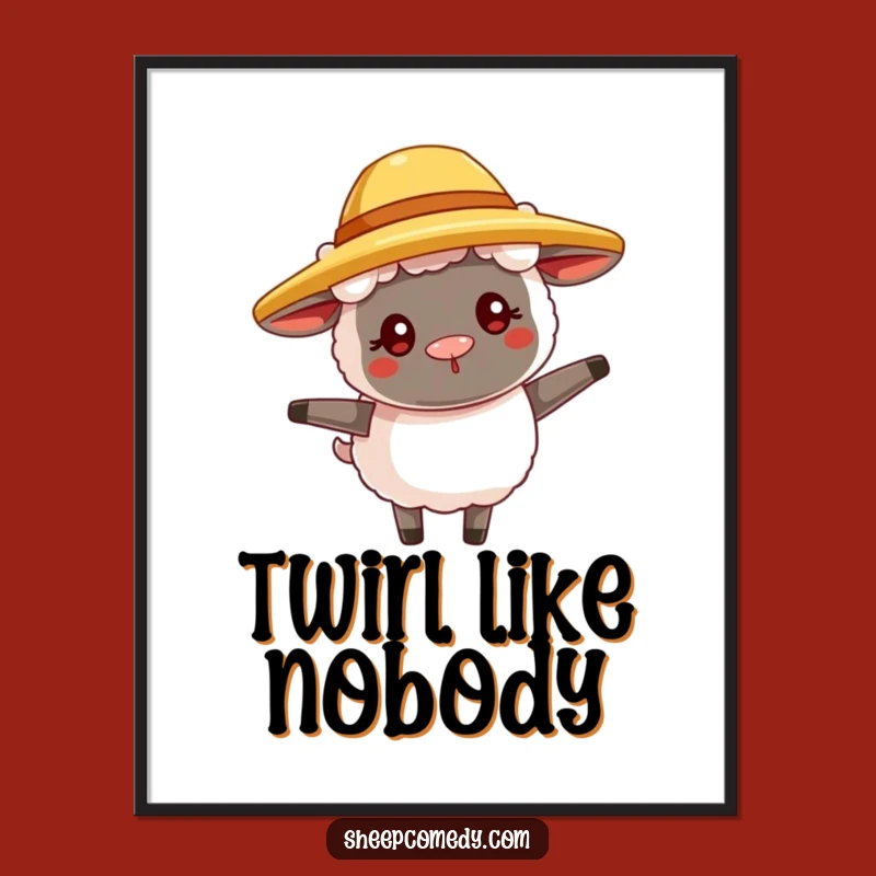 Funny Straw Hat Sheep Digital Art - Instant Whimsical Decor