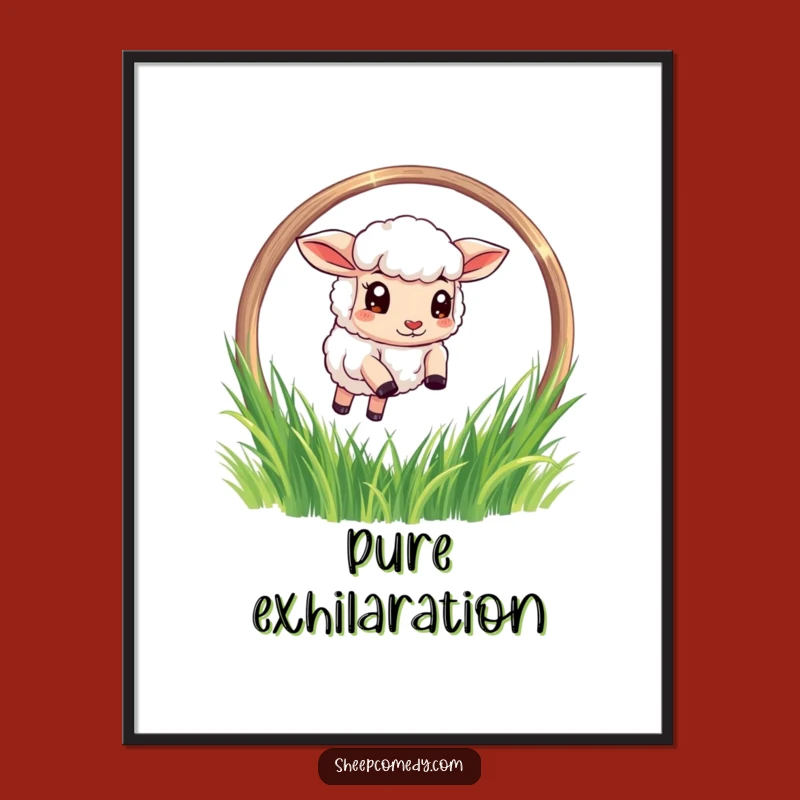 Funny Sheep Leaping Hoop Digital Art - Instant Humorous Farm Download