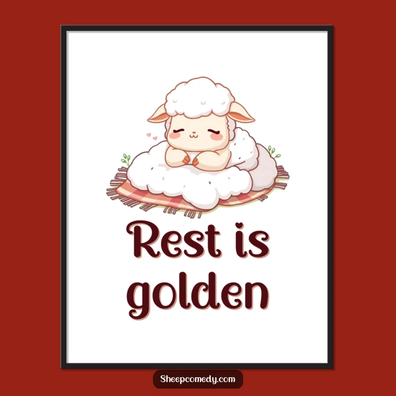 Funny Sheep Nap Digital Print: Peaceful Art, Instant Funny Gift