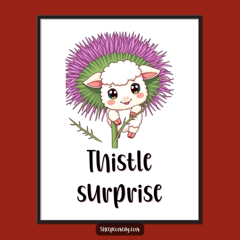 Funny Curious Sheep Digital Art: Peeking Wonder Print, Instant Charm