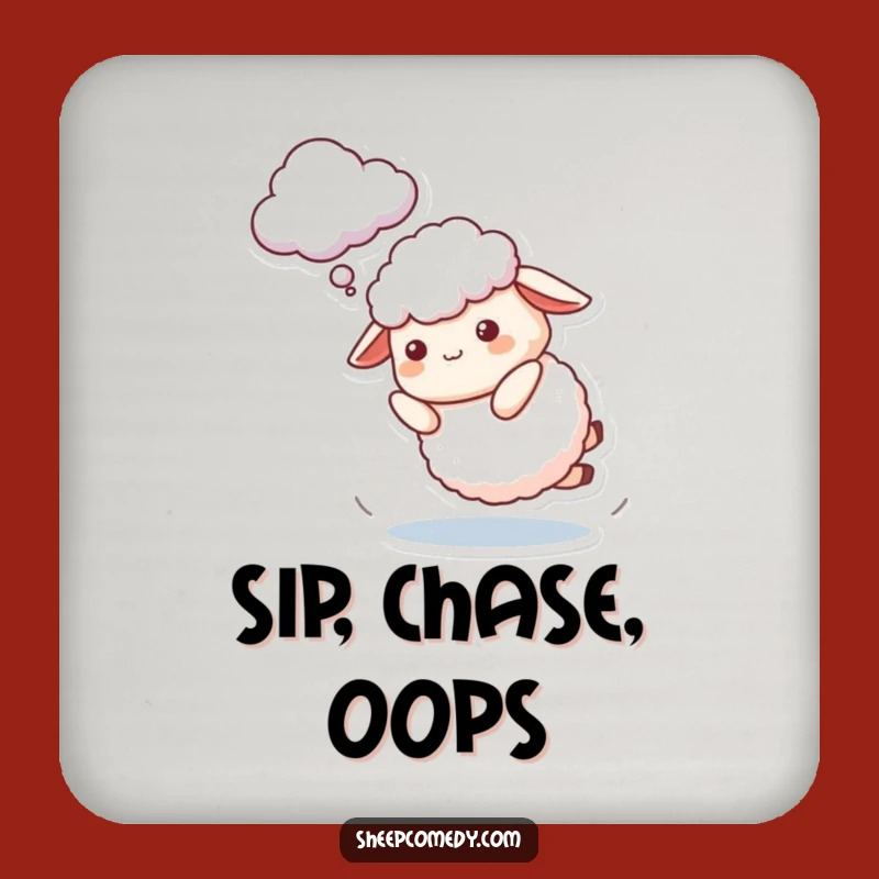 Clumsy Chase Sheep Coaster: Protect Surfaces with Humor, A Fun Funny Gift
