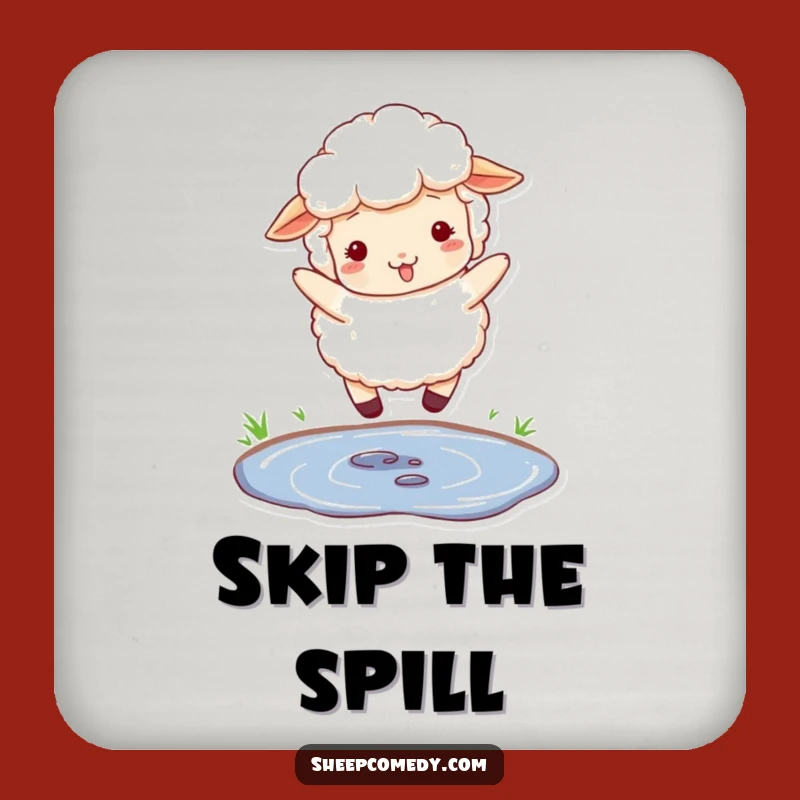 Funny Jumping Sheep Coaster - Fluffy Puddle Jumper Art, Small Gift