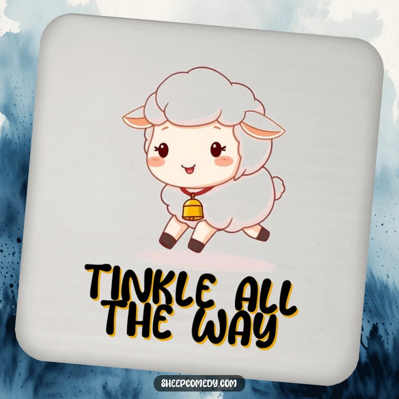 Funny Sheep Coasters: A happy sheep with a tiny bell joyfully skips along, protecting surfaces with a dose of humor.