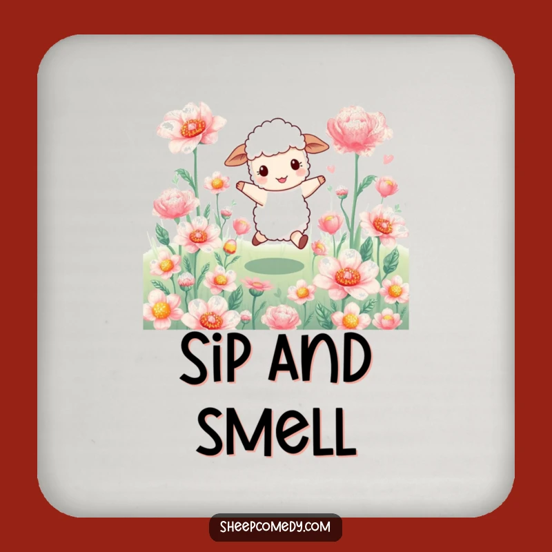 Funny Sheep Flower Skip Coaster: Floral Sheep's Surface Protection Gift