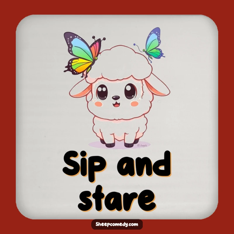 Funny Surprised Sheep Coaster Set: Protect Surfaces with Enchanting Hare's Charm