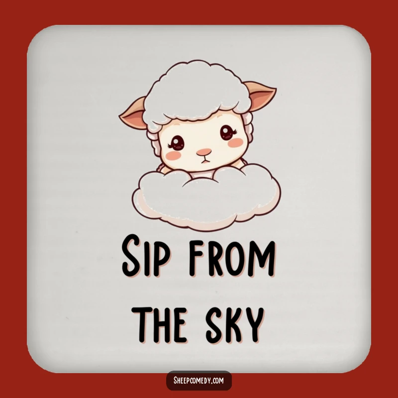 Funny Sheep Peeking Coaster, Soft Cloud Accent, Chic Funny Gift