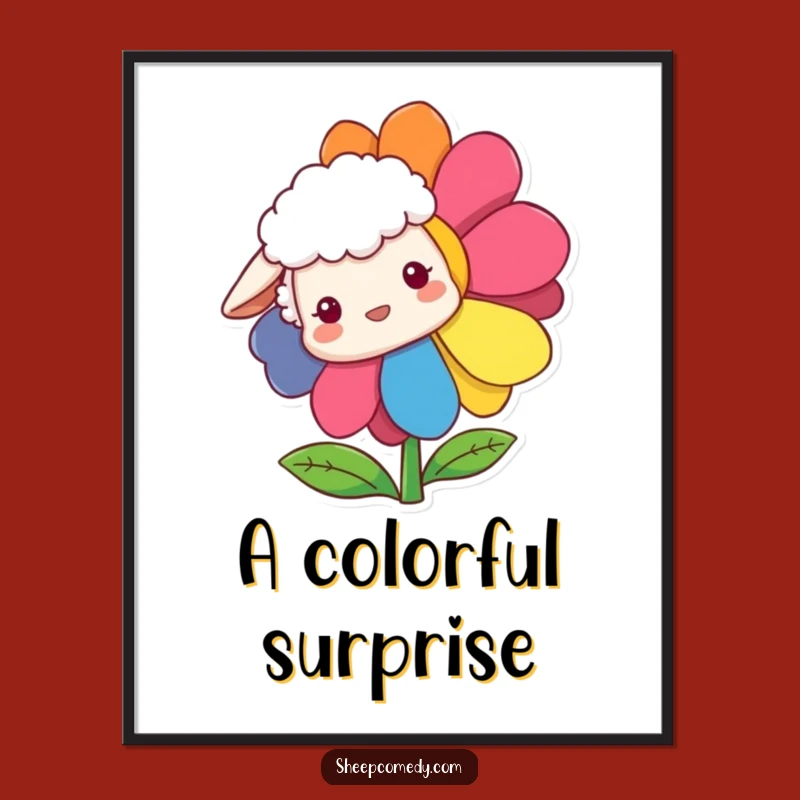 Funny Sheep Flower Poster: Decorate with Hilarious Curiosity & Color!