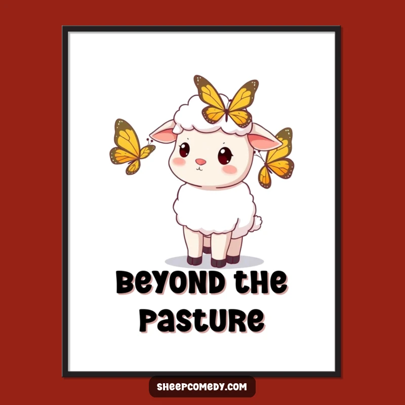 Funny Sheep Butterfly Poster: Bring Curious Whimsy & Joy to Your Walls!
