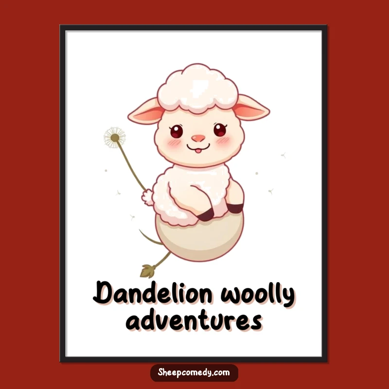 Funny Sheep Dandelion Ride Poster: Whimsical Wall Art for Joyful Spaces
