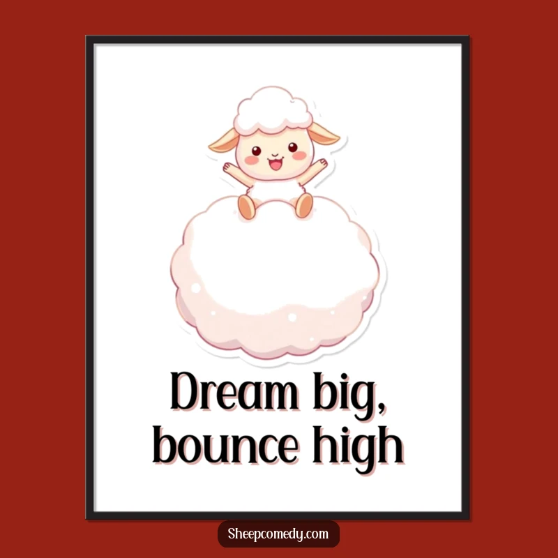 Funny Sheep Marshmallow Bounce Poster: Dreamy Sheep's Whimsical Wall Art Gift