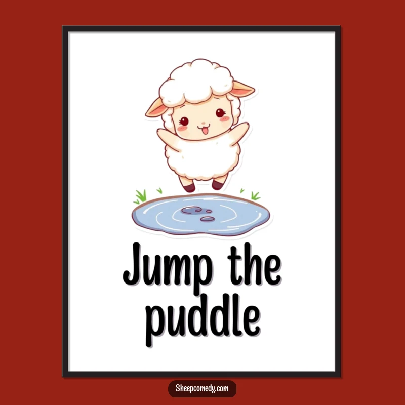 Funny Jumping Sheep Poster - Fluffy Farm Art, Whimsical Wall Decor Gift