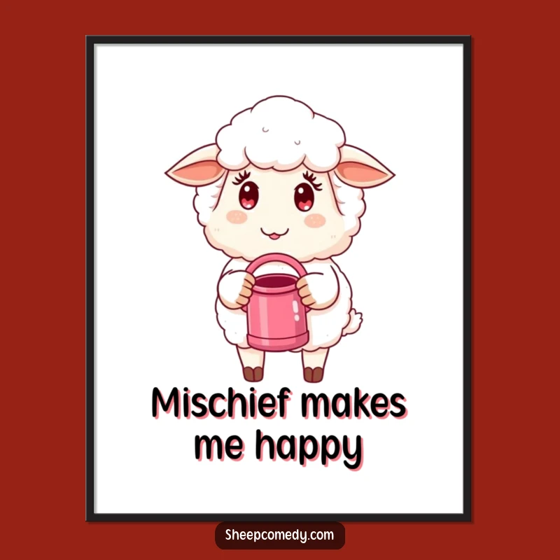 Funny Mischievous Sheep Poster: Charming Sheep Art, Perfect Funny Gift for Quirky Decor