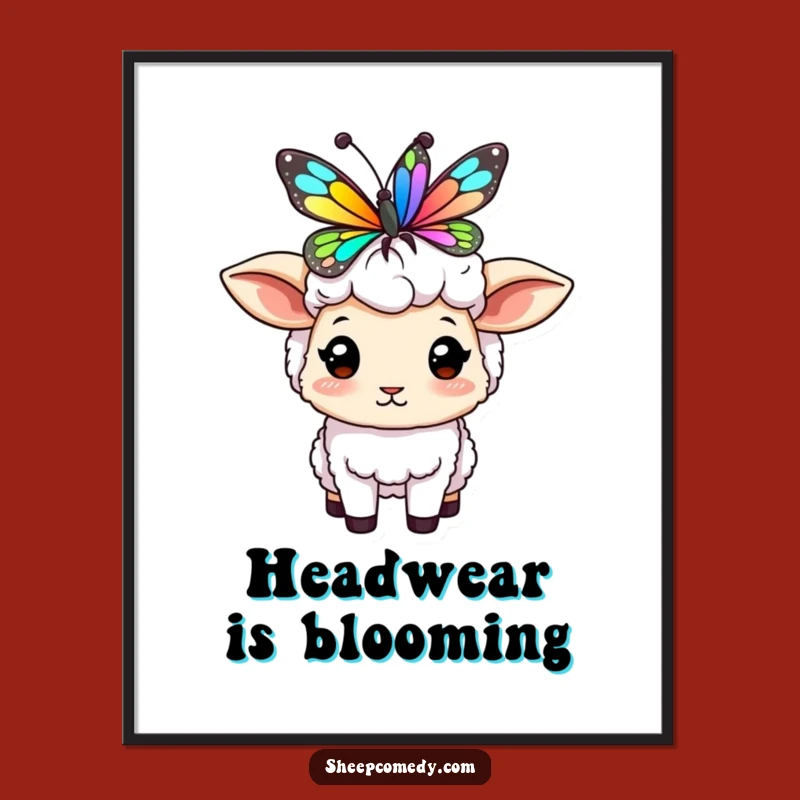 Funny Sheep Butterfly Poster: Balancing Act Art, Whimsical Wall Decor for Laughs