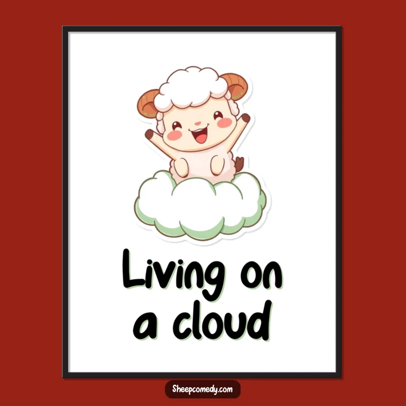 Funny Sheep Cloud Poster: Dreamy and Humorous Wall Art Print