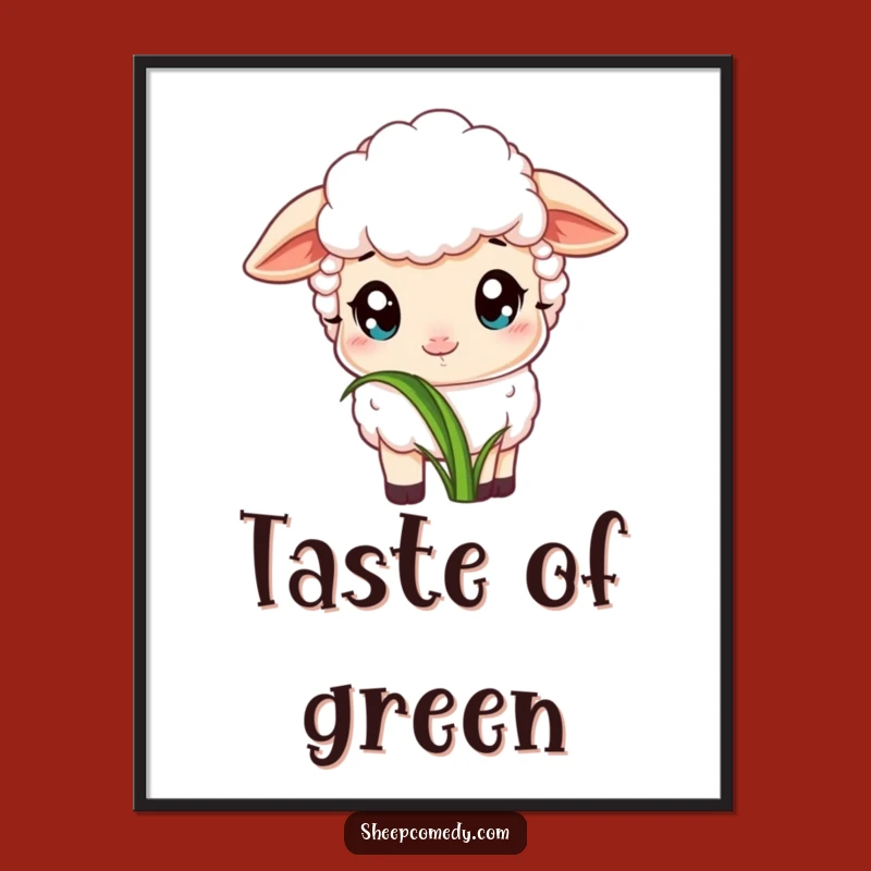 Funny Sheep Grass Poster: Innocent Art, Peaceful Scene, Excellent Funny Gift