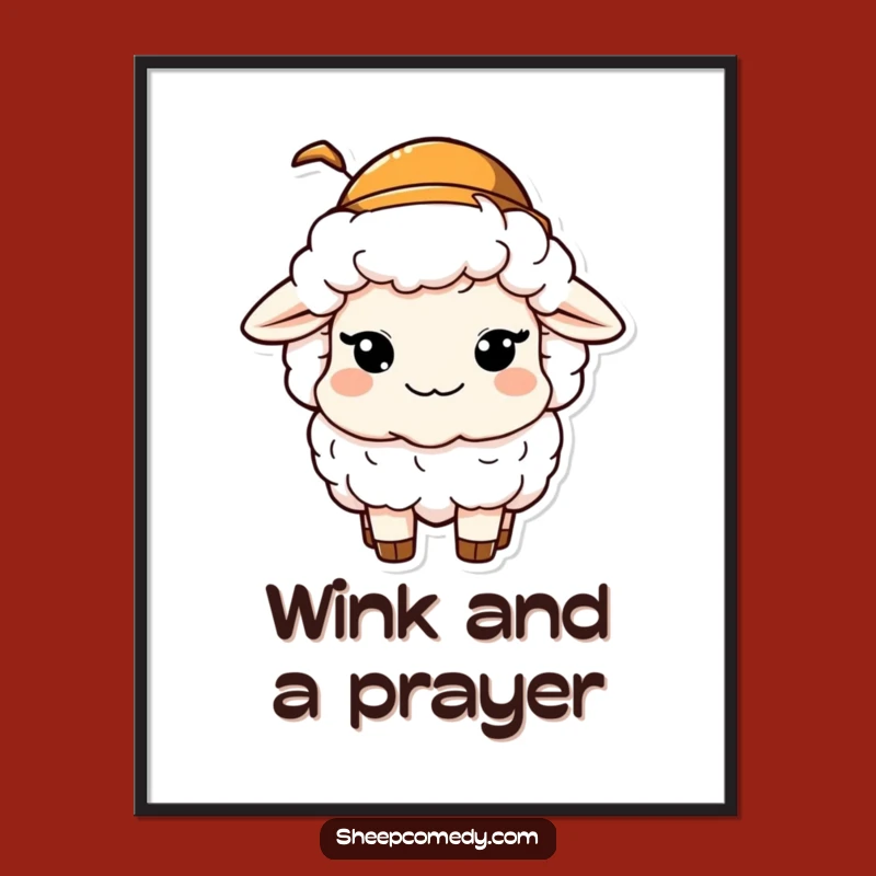 Funny Sheep Hat Poster: Mischievous Wink, Playful Wall Art