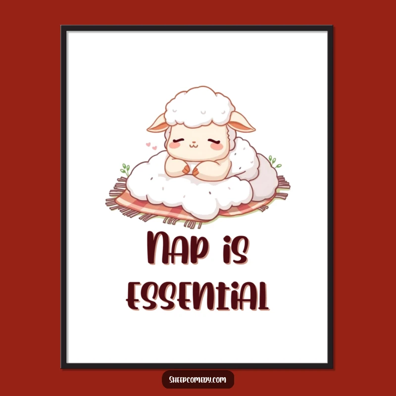 Funny Sheep Nap Poster: Happy Sigh Art, Hilarious Funny Gift