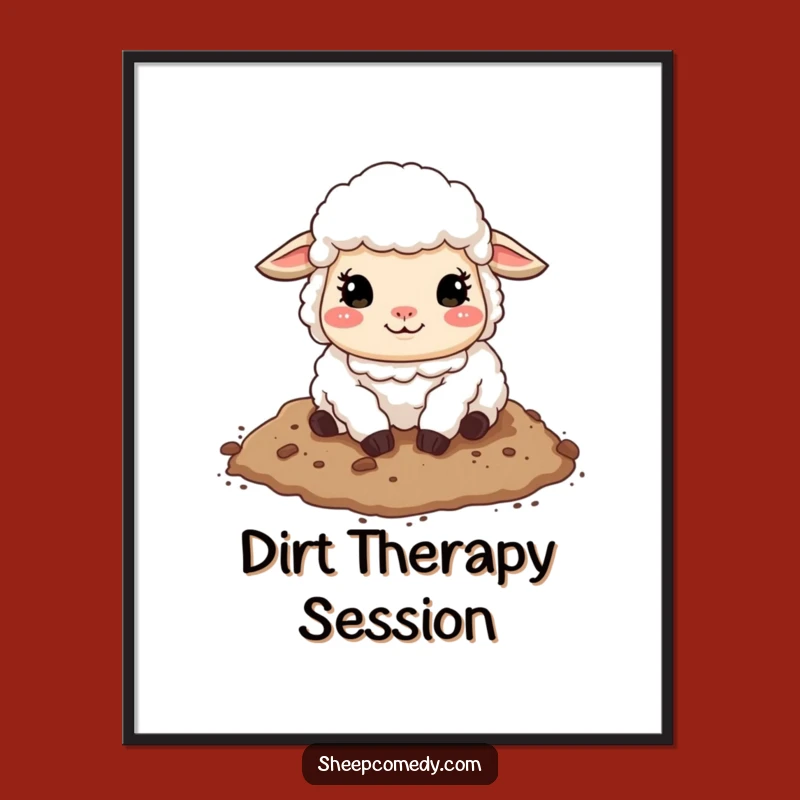 Funny Sheep Rolling in Dirt Poster - Hilarious Farm Art Print