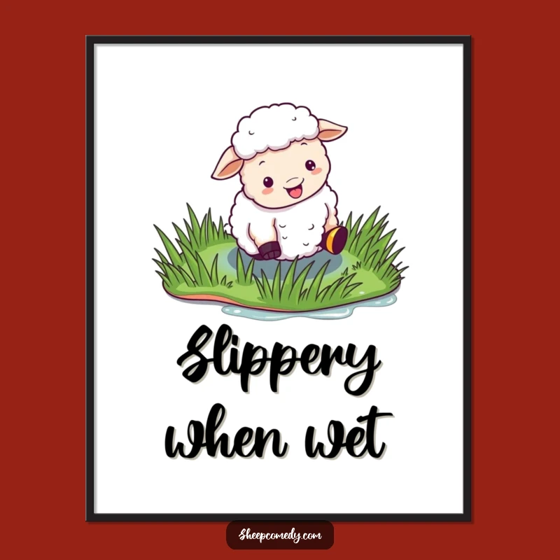 Funny Sheep Slip Poster: Decorate with Hilarious Misfortune & Fun!