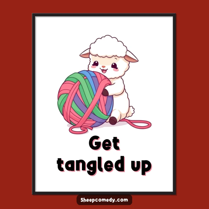 Funny Sheep Yarn Poster: Bring Hilarious Farmyard Fun to Your Walls!