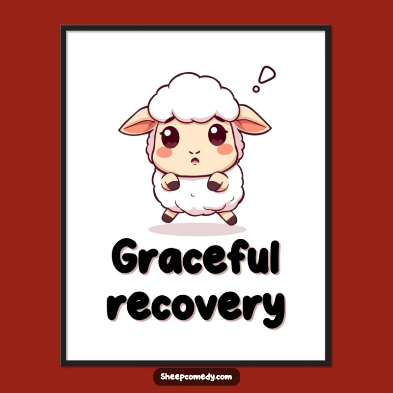 Funny Sheep Poster - Whimsical Stumble & Surprise 'Baaa' Wall Art