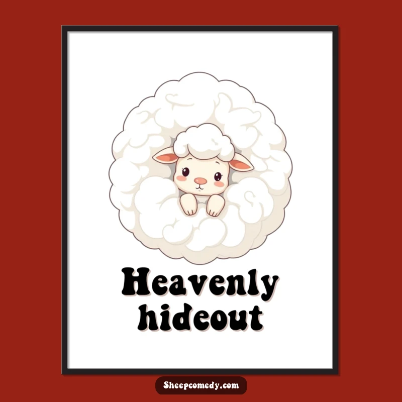 Funny Sheep Cloud Peek Poster: Dreamer Sheep's Sky Wall Art Gift