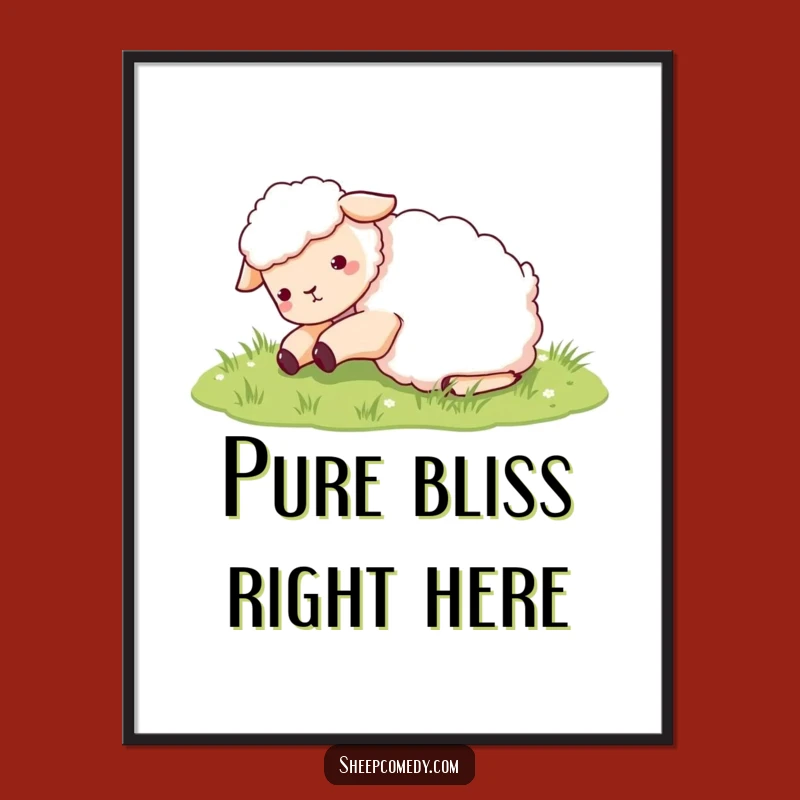 Funny Sheep Rolling in Grass Poster: Adorable Sheep Art, Perfect Funny Gift for Wall Decor
