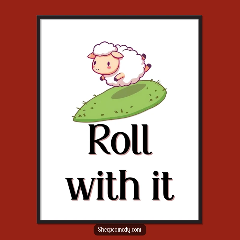 Funny Rolling Sheep Poster: Energetic and Humorous Wall Art