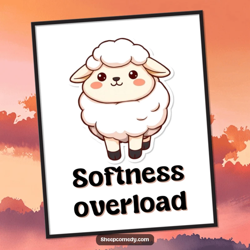 Funny sheep character with a contented smile and invitingly soft wool, perfect for a tranquil wall poster.