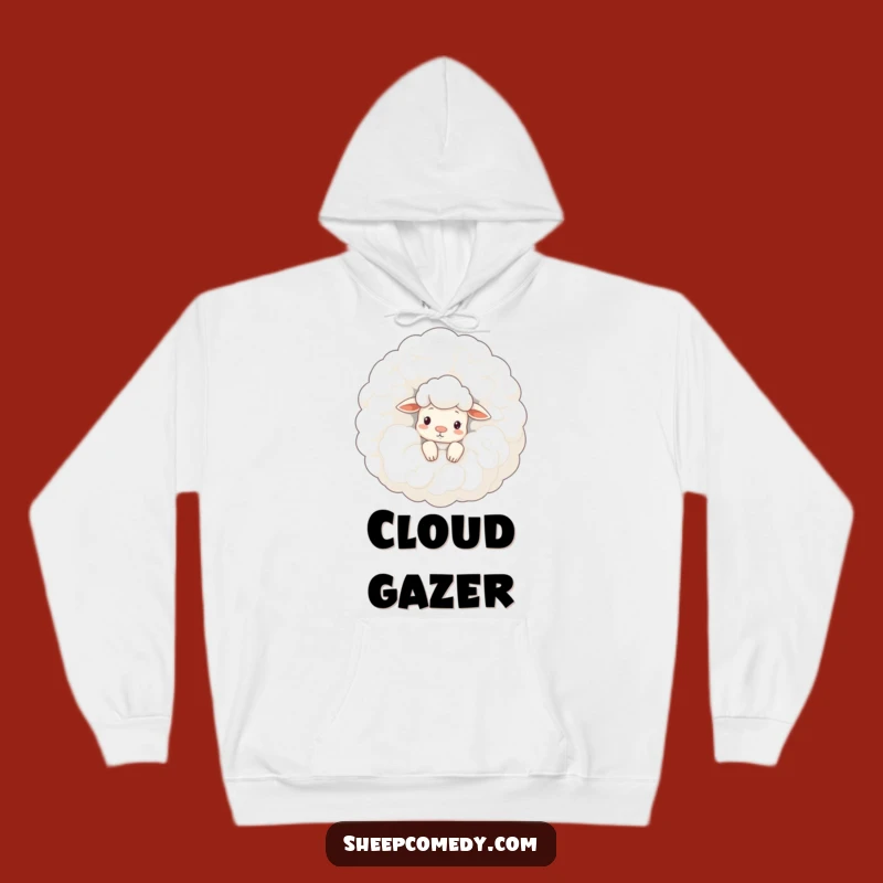 Funny Sheep Cloud Peek Hoodie: Cozy Sheep's Sky Comfort Gift