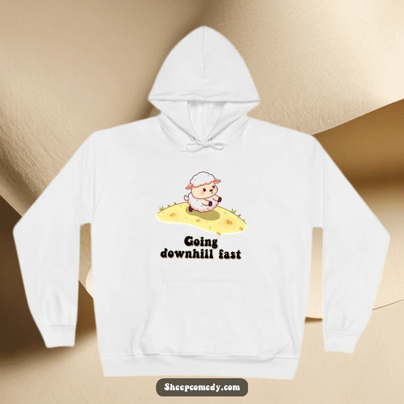 Funny Sheep Hoodie: Depicts a sheep energetically rolling down a grassy slope, offering warmth and playful charm.