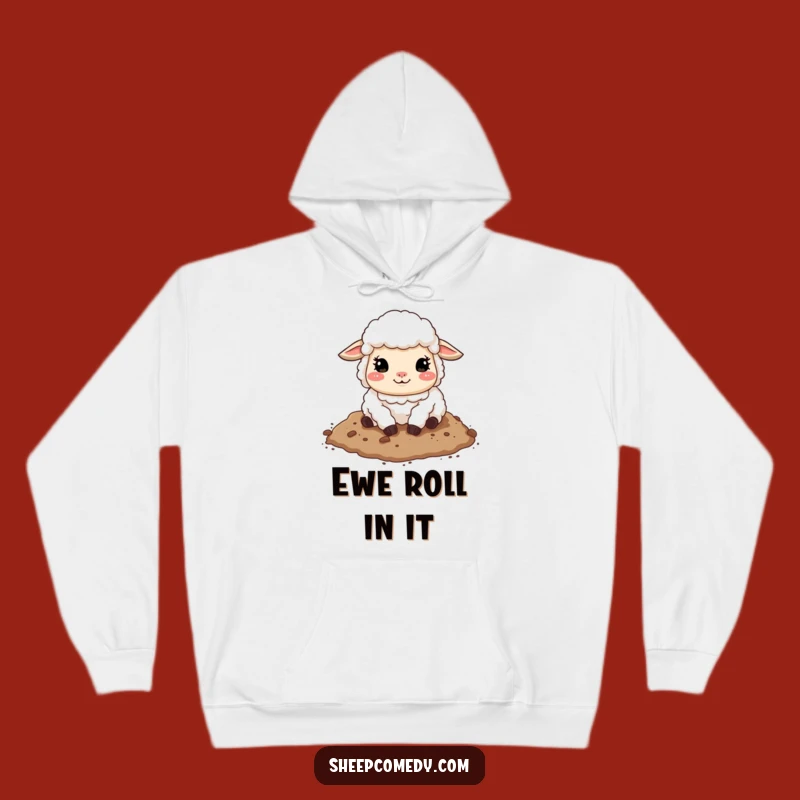 Cozy Funny Sheep Rolling in Dirt Hoodie - Warm & Humorous Gift