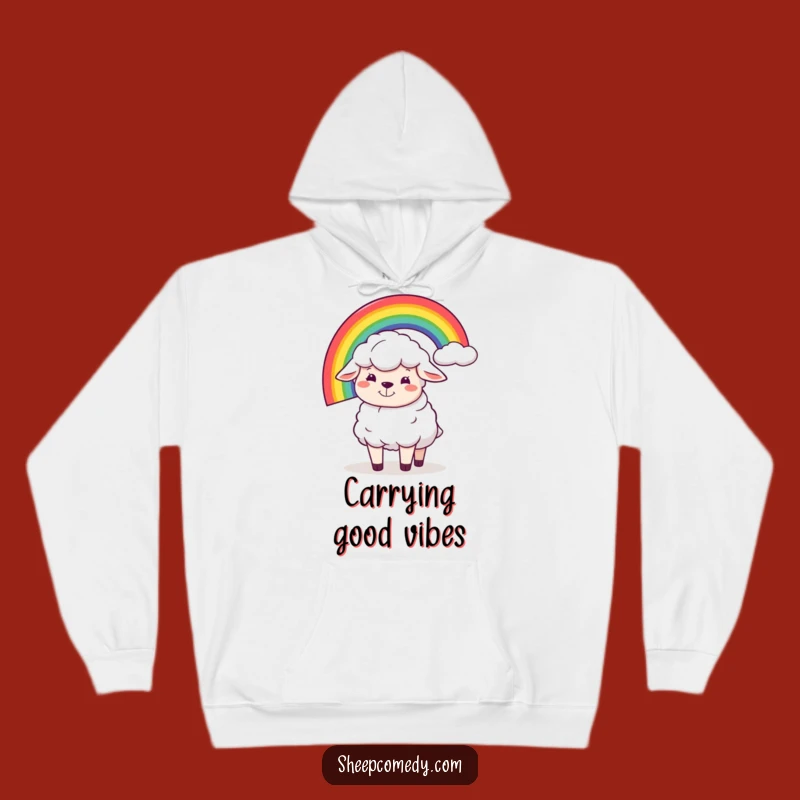 Funny Sheep Rainbow Balance Hoodie: Cozy Silly Grin Sweatshirt, Perfect Funny Gift