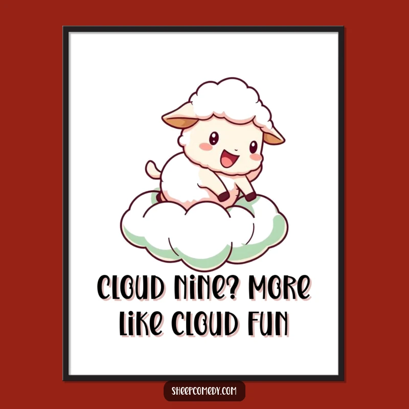 Free Printable Sheep Wall Art: Cloud Bouncing Sheep, Funny Downloadable Decor