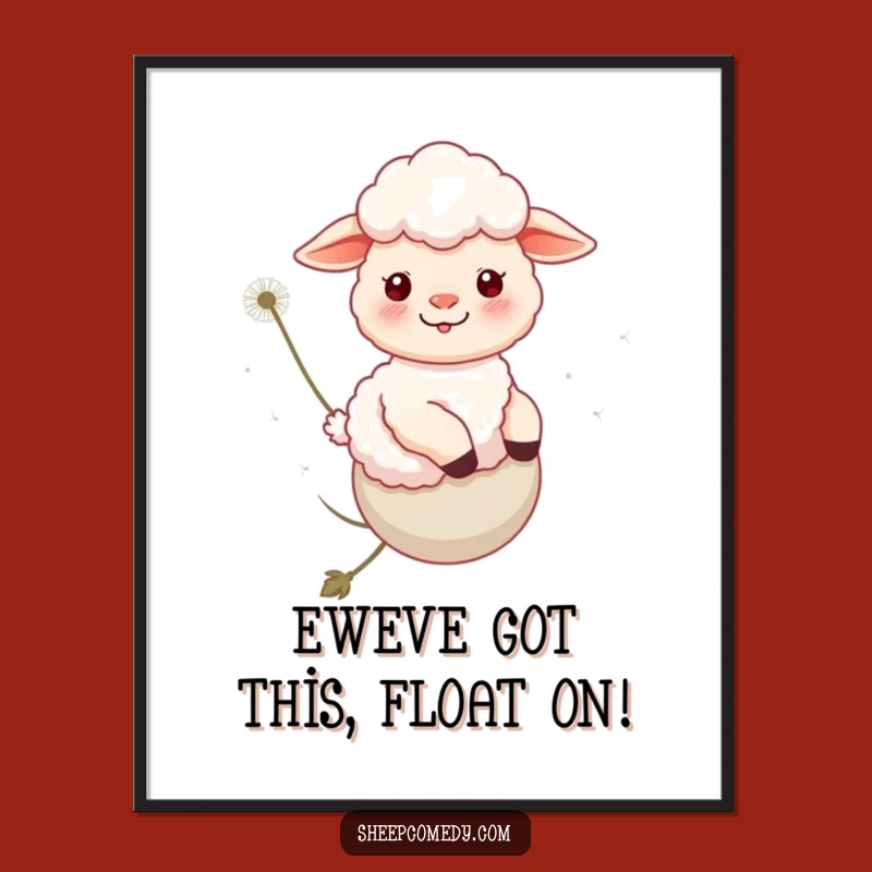 Free Printable Wall Art: Funny Sheep On Dandelion - Whimsical Downloadable Decor