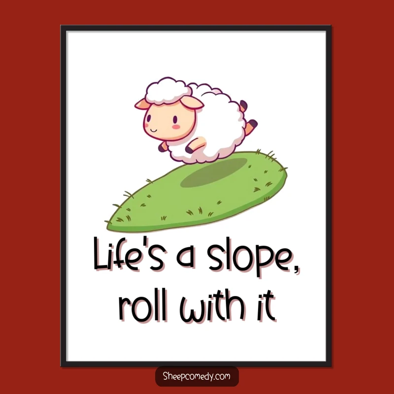 Free Printable Sheep Wall Art: Funny Rolling Sheep Slope Decor