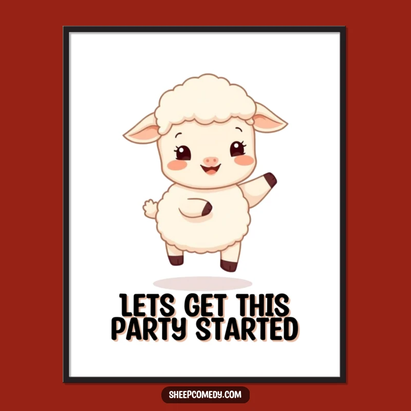 Free Printable Wall Art: Bouncy Sheep Cub Hop, Downloadable Cute Animal Decor