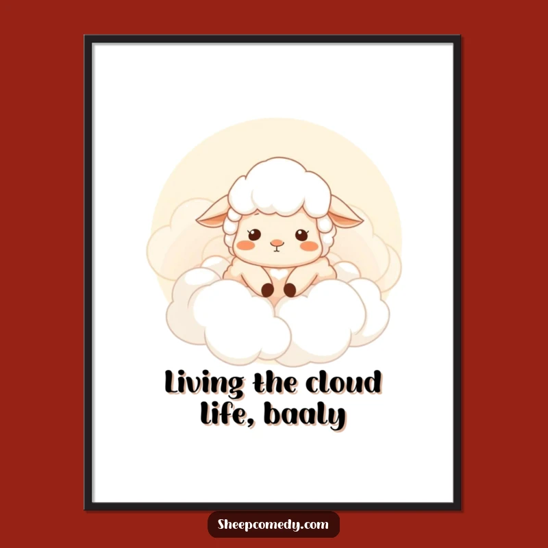 Free Printable Wall Art: Content Sheep Clouds - Downloadable Serenity