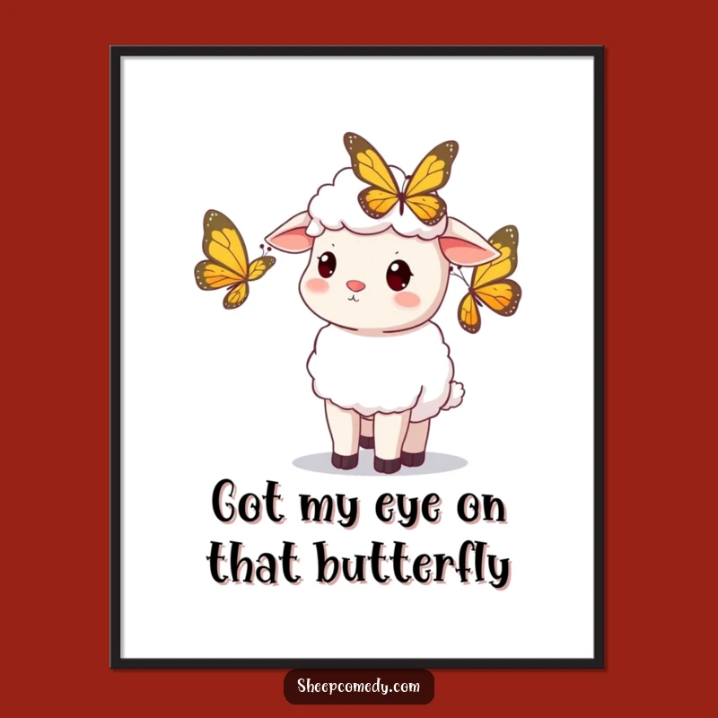 Free Printable Wall Art: Curious Sheep & Butterfly - Downloadable Art