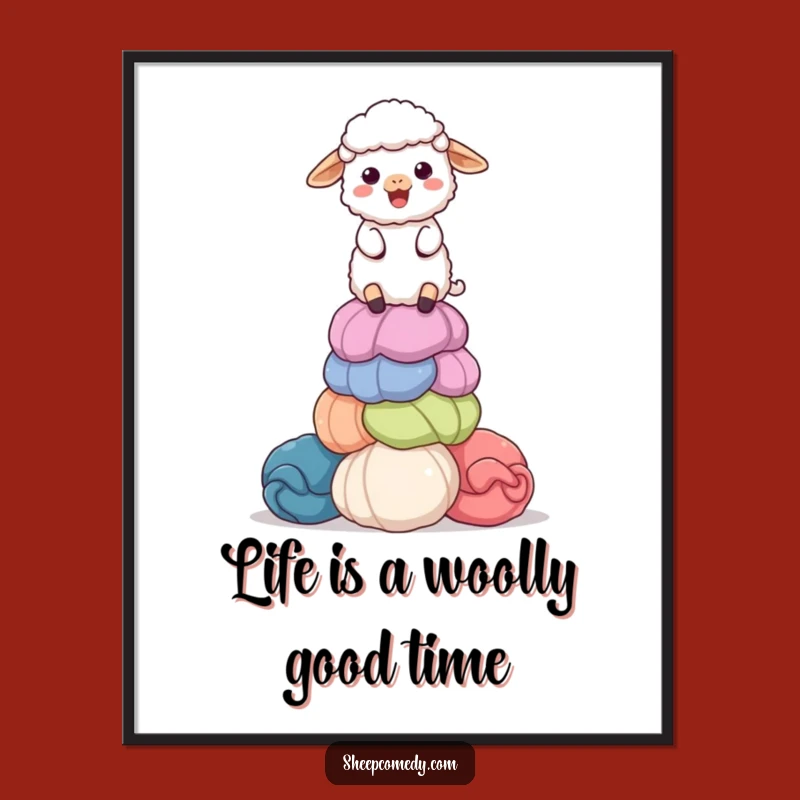 Free Printable Wall Art: Sheep Balancing Wool, Colorful Balls, Funny Downloadable Decor