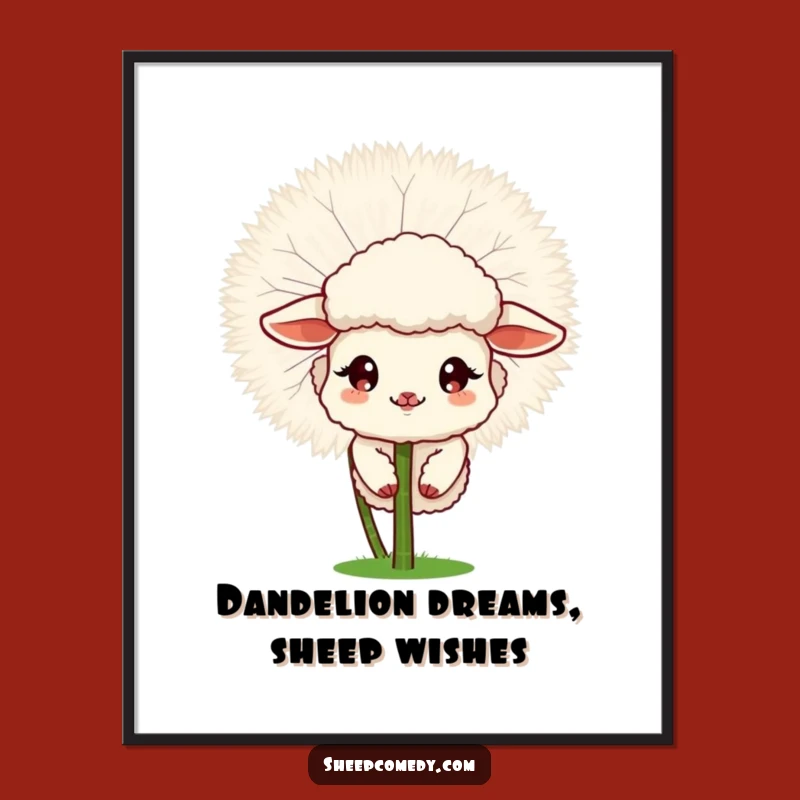 Free Printable Wall Art: Sheep Dandelion Peek Funny Downloadable Poster