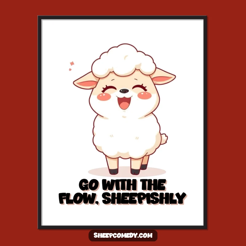 Funny Free Printable Wall Art: Giggling Sheep Tickled by Breeze, Humorous Downloadable Art