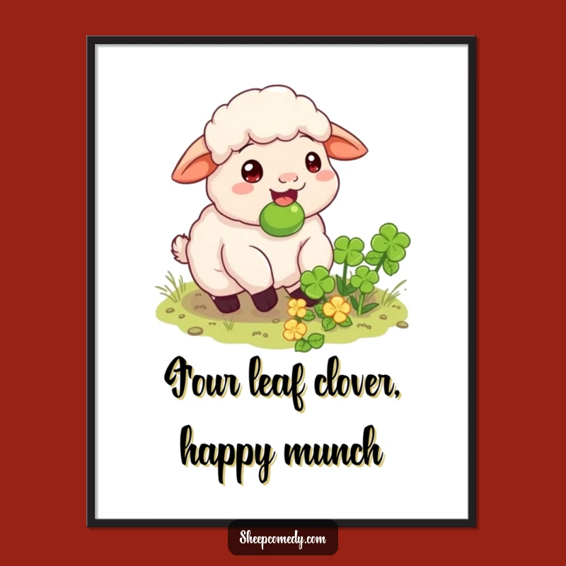 Funny Free Printable Wall Art: Sheep Clover Munch Downloadable Decor