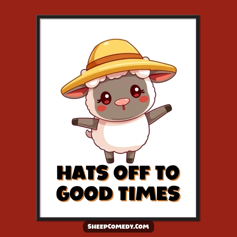 Funny Free Printable Wall Art: Sheep Hat Twirl Downloadable Decor