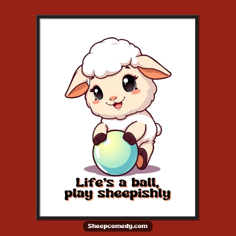 Funny Free Printable Wall Art: Sheep Playing Ball, Whimsical Downloadable Decor