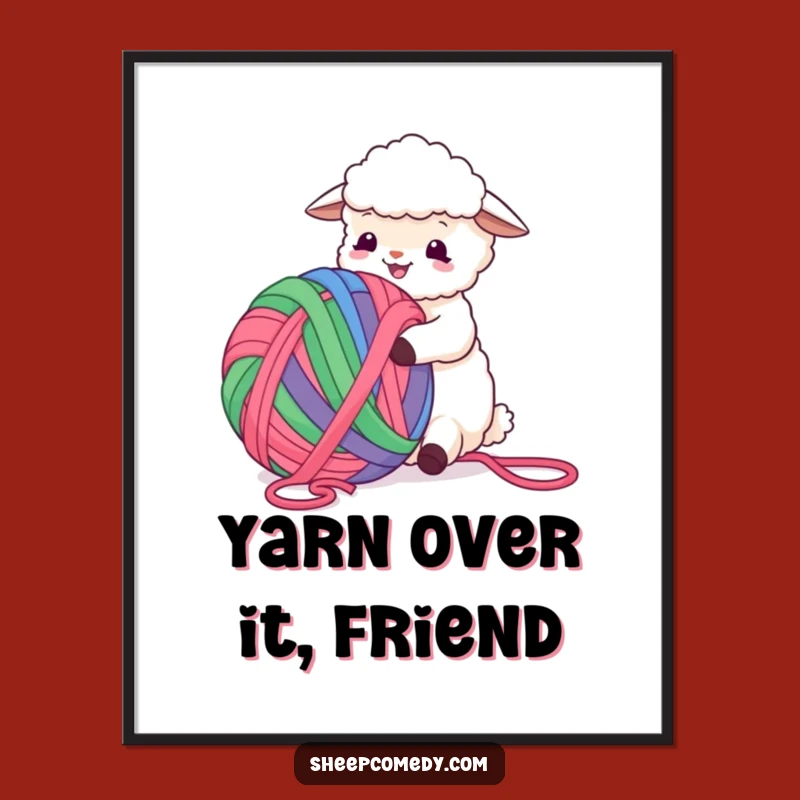 Funny Free Printable Wall Art: Sheep Yarn Chaos - Downloadable Decor