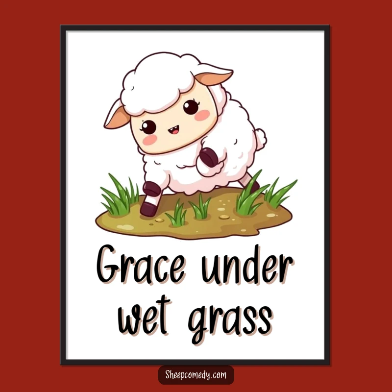 Funny Free Printable Wall Art: Slipping Sheep - Humorous Decor Design