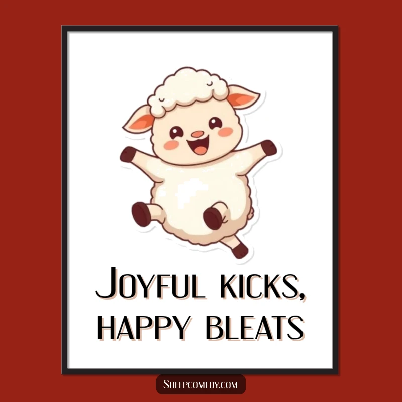 Funny Free Printable Wall Art: Sheep Joyful Kick Downloadable Decor