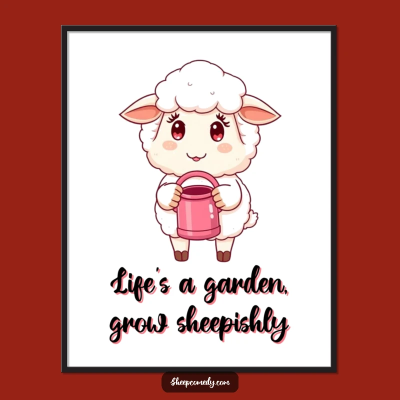 Funny Free Printable Wall Art: Mischievous Sheep Watering, Whimsical Downloadable Decor
