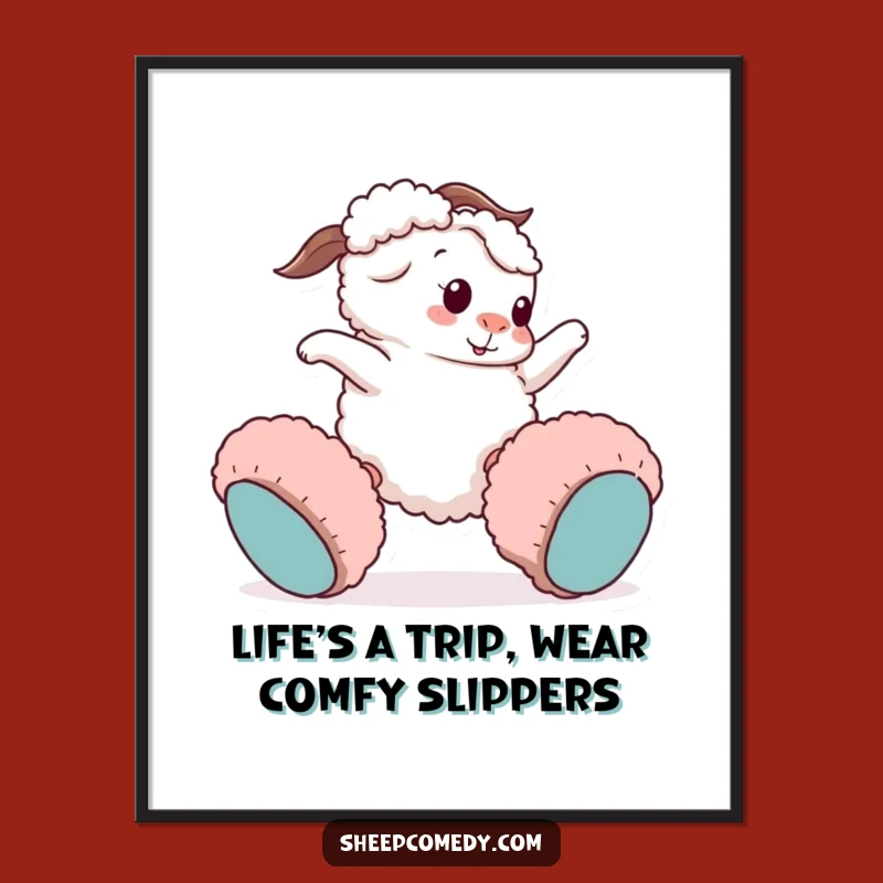 Free Printable Wall Art: Tripping Sheep Slippers - Comical Download!